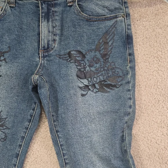 Ed Hardy Flare Jeans with Black Graphics - Picture 6 of 15